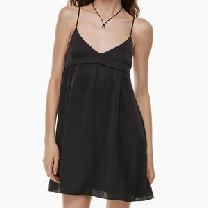 Aritzia | Wilfred Lover Mini Satin Dress in Black Size Medium